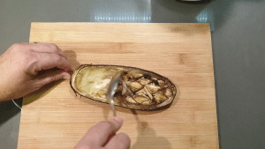 aubergine scoop out flesh