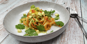 veggie noodles with avocado sauce