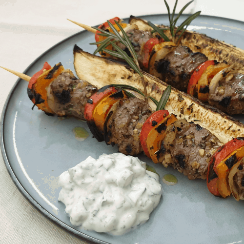 lamb skewers with tzaziki