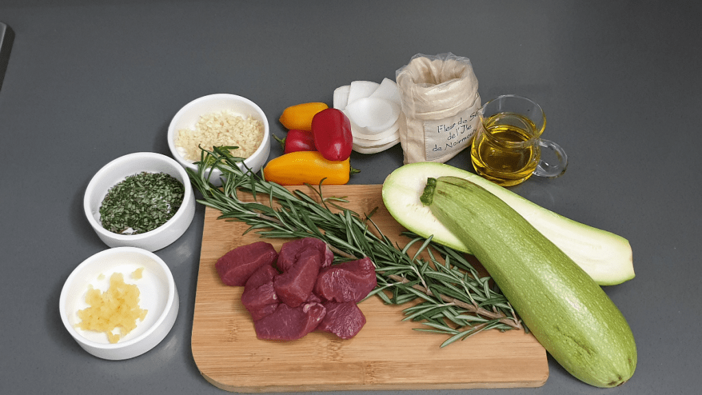 ingredients for lamb skewers dish