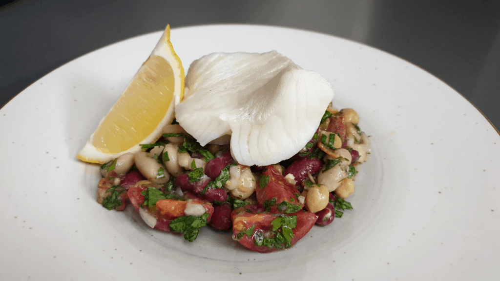 bean salad with snow fish