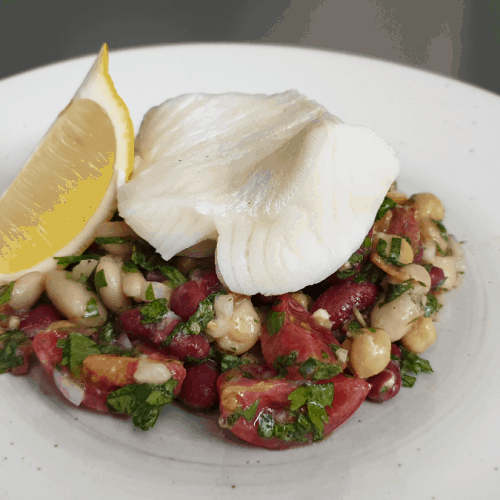 bean salad with snow fish