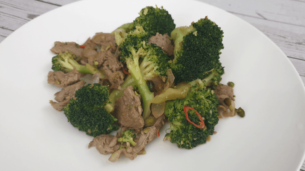 veal strips with brocolli