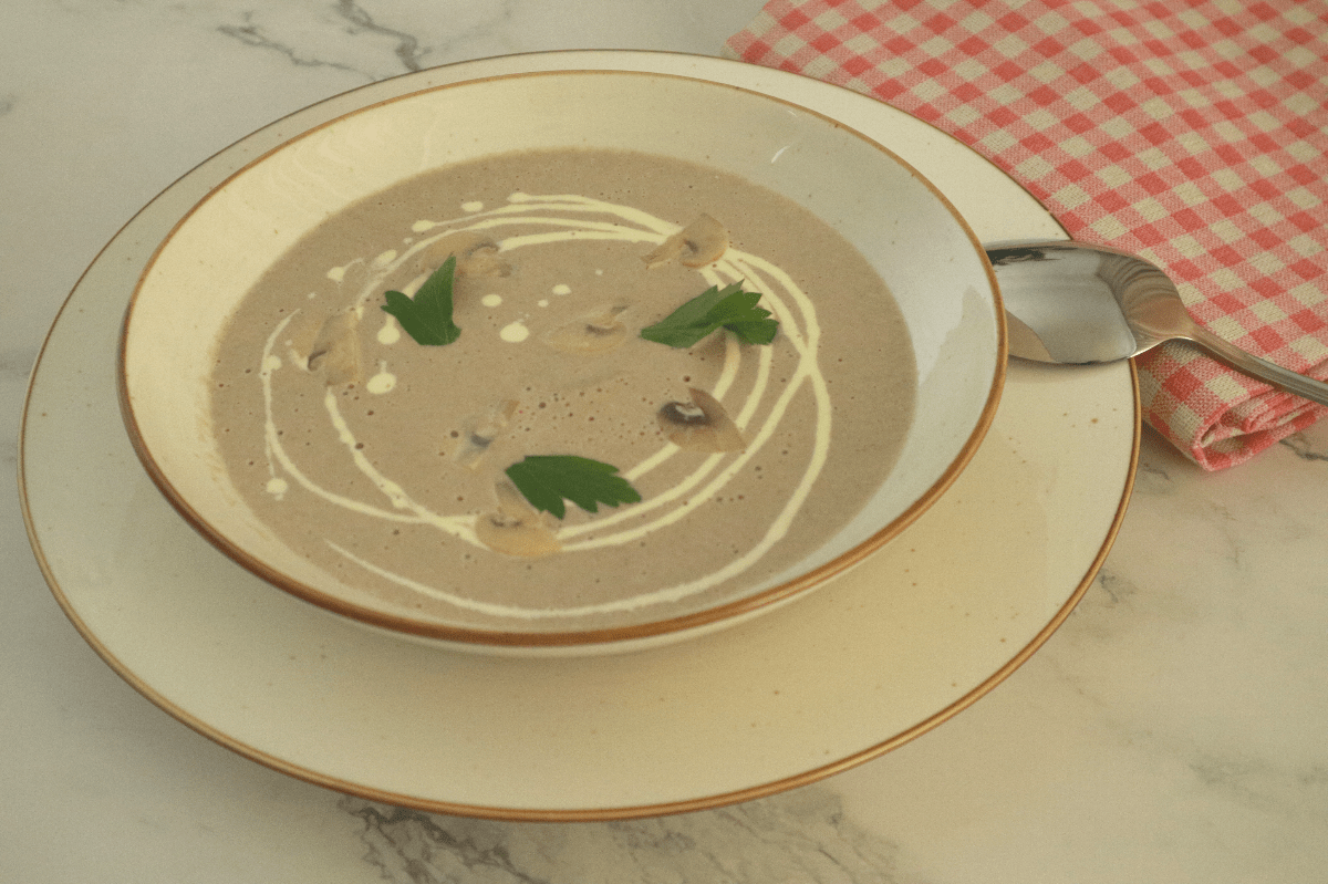 mushroom cream soup served