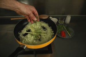 cauliflower risotto frying ingredients