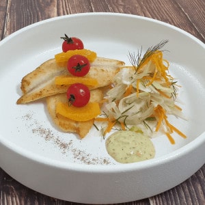 perch fillet with fennel orange salad