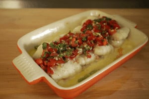 Baked sole fish