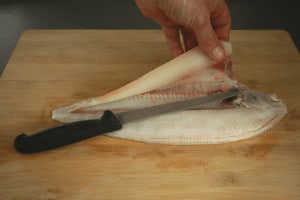 trim and clean sole fish