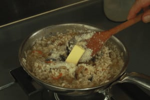 add butter to classic mushroom risotto