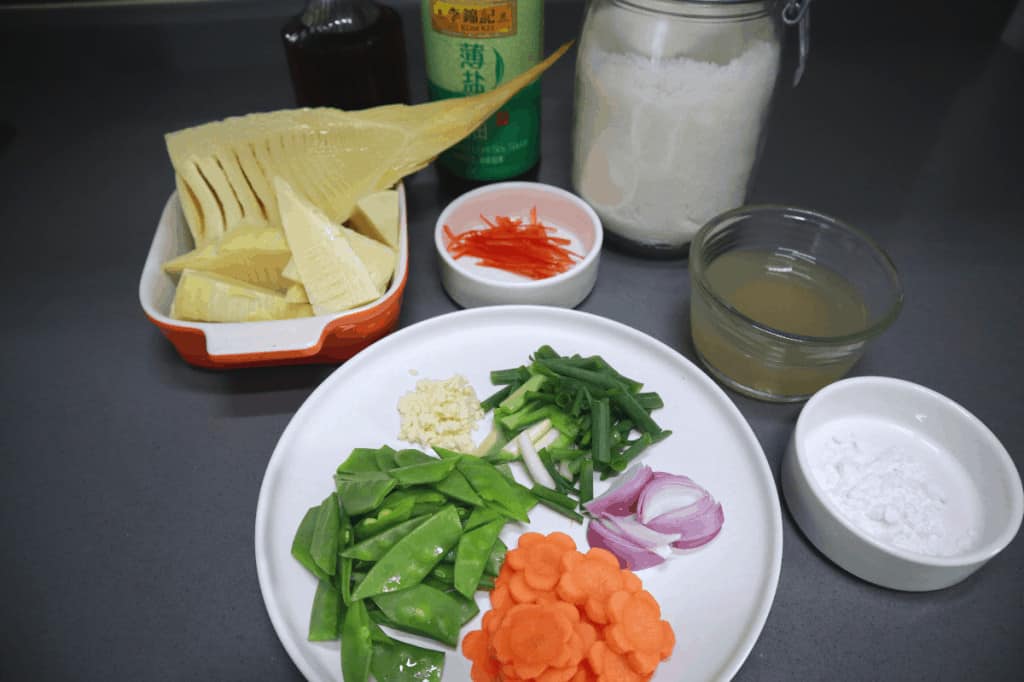 ingredients for stir fried winter bamboo