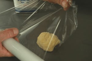 wrap pasta dough in plastic film