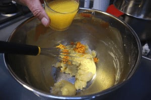 add orange juice to batter mix