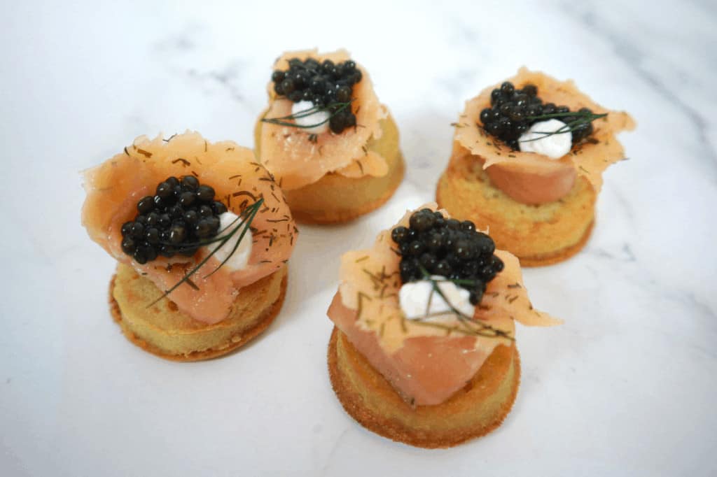 british crumpets with smoked salmon and caviar