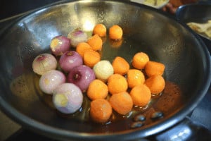 sautéing carrots and shallots