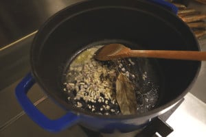 sautéing garlic and shallots
