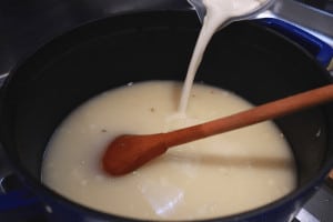 add liquid to asparagus soup