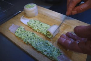 roll sole fillets with broccoli filling