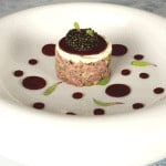 Hand cut beef tartare with caviar