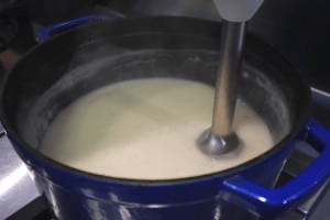 mix soup with hand blender