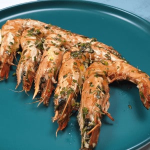 grilled prawns with herbs