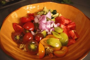 ingredients for tomato pasta salad