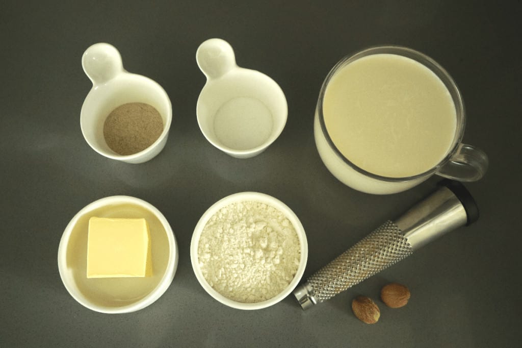 all ingredients for a béchamel sauce