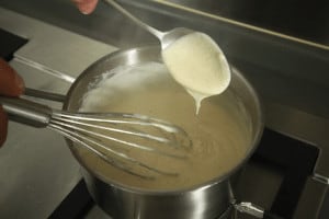 check the texture of the béchamel sauce