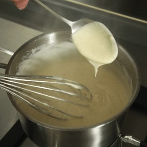 check the texture of the béchamel sauce