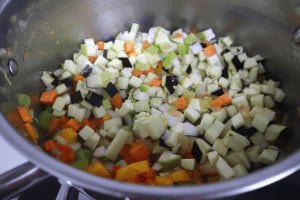 cooking mixed vegetables for ratatouille