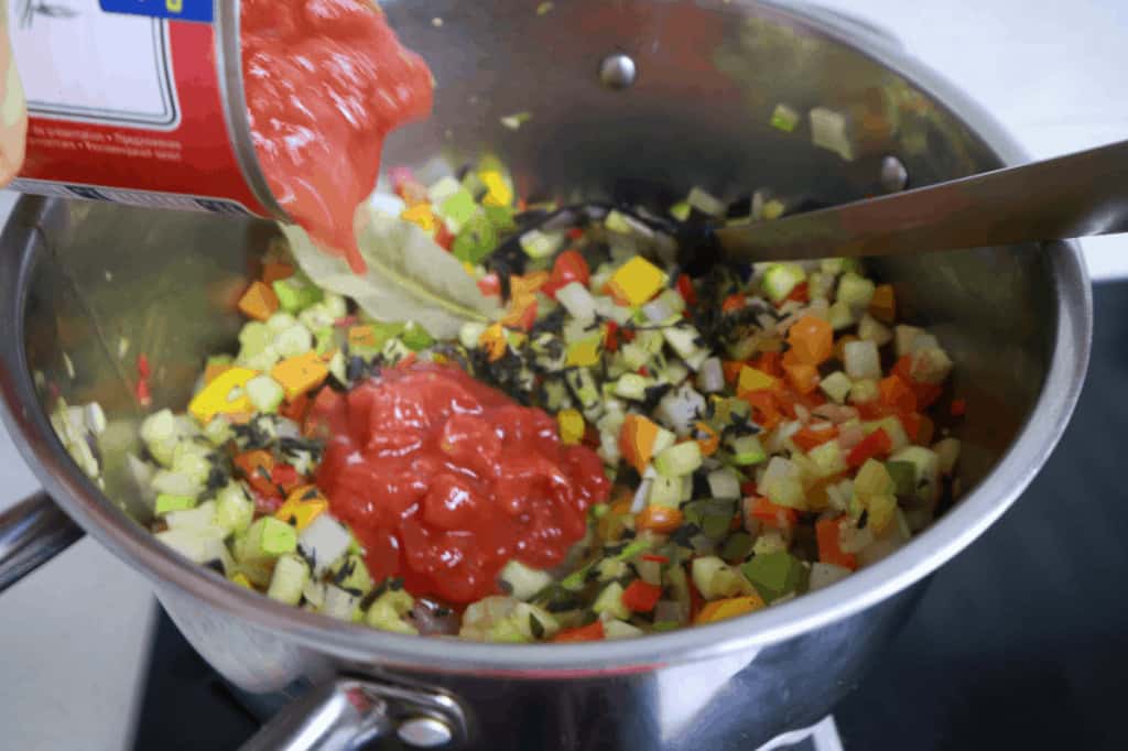 cooking mixed vegetables for ratatouille