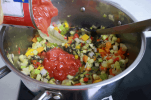 cooking mixed vegetables for ratatouille