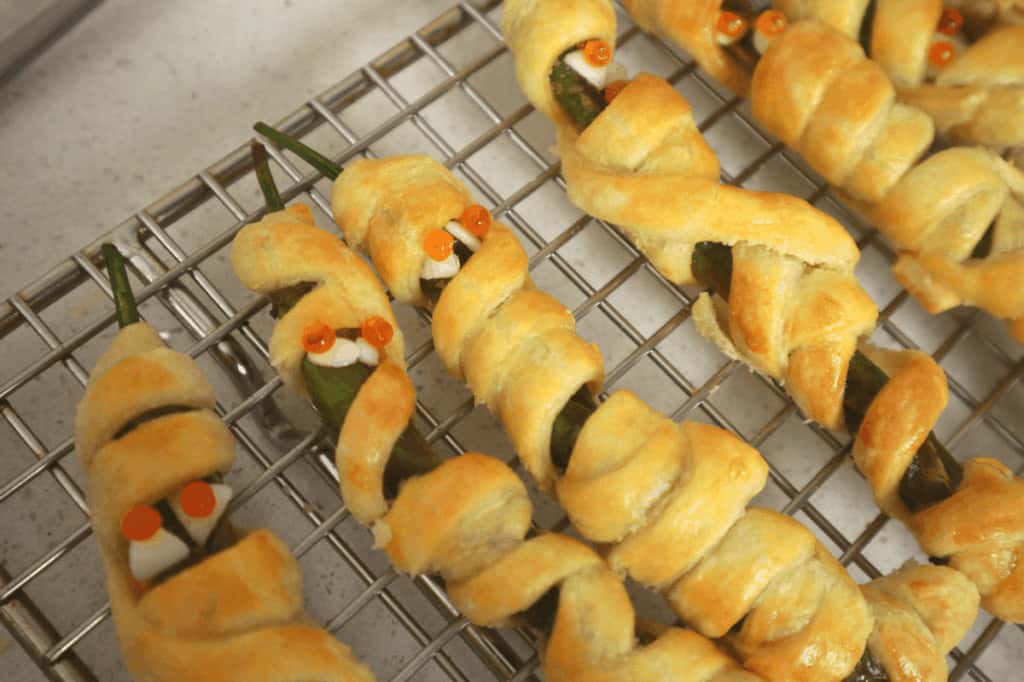 Halloween jalapeno mummies