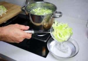 blanching cabbage