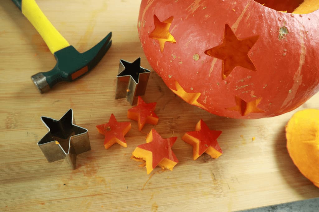 cut stars in a pumpkin