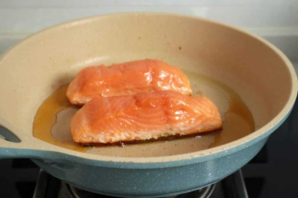 one side cooked salmon unilateral