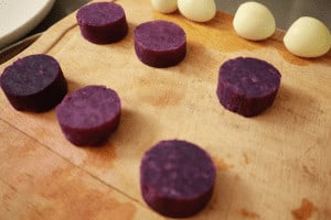 purple potato boiled and cut