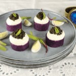 Purple Potatoes with Vodka Chantilly and caviar