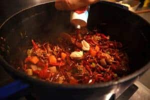 crayfish bisque adding tomato paste