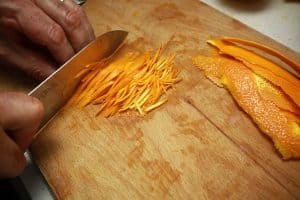 cutting orange zests