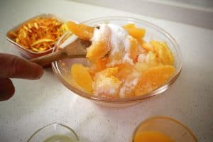 mixing ingredients for orange marmalade