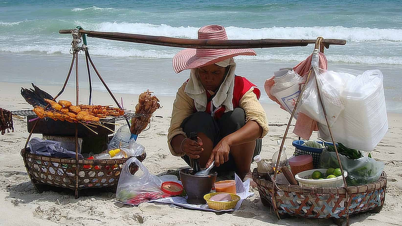 papaya salad on the beach