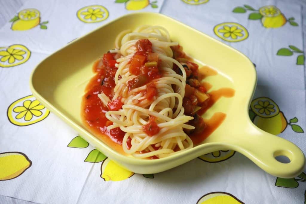 kids spaghetti with ratatouille