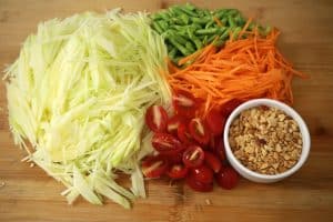 cut all vegetables to julienne