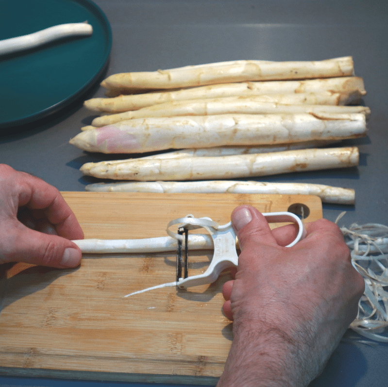 clean and peel asparagus