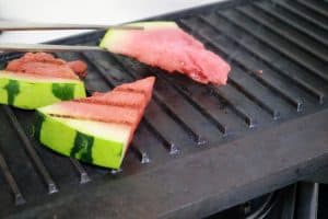 grilled watermelon on grill pans