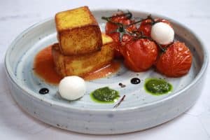pan fried polenta with roasted tomatoes