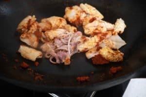 stir frying squid