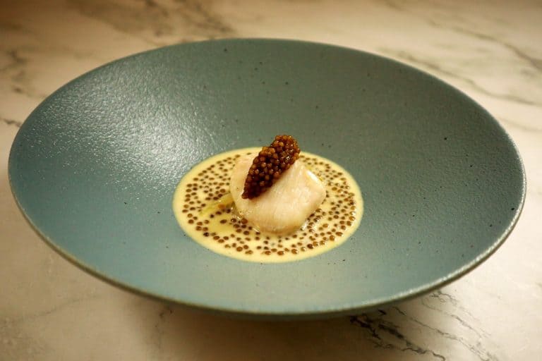 Monkfish Cheeks with Caviar and Champagne Sauce