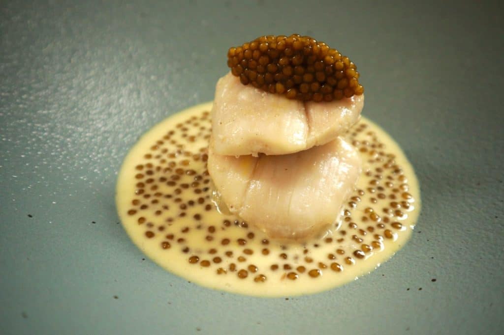 monkfish cheeks with champagne sauce