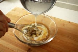 whisk eggs with coconut milk